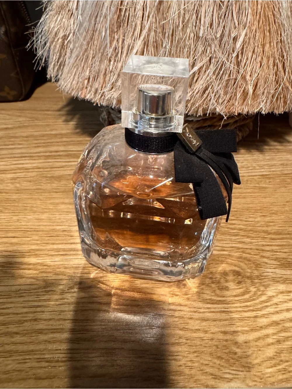 YSL Glass Bottle with Black Ribbon Accent - Home Accents
